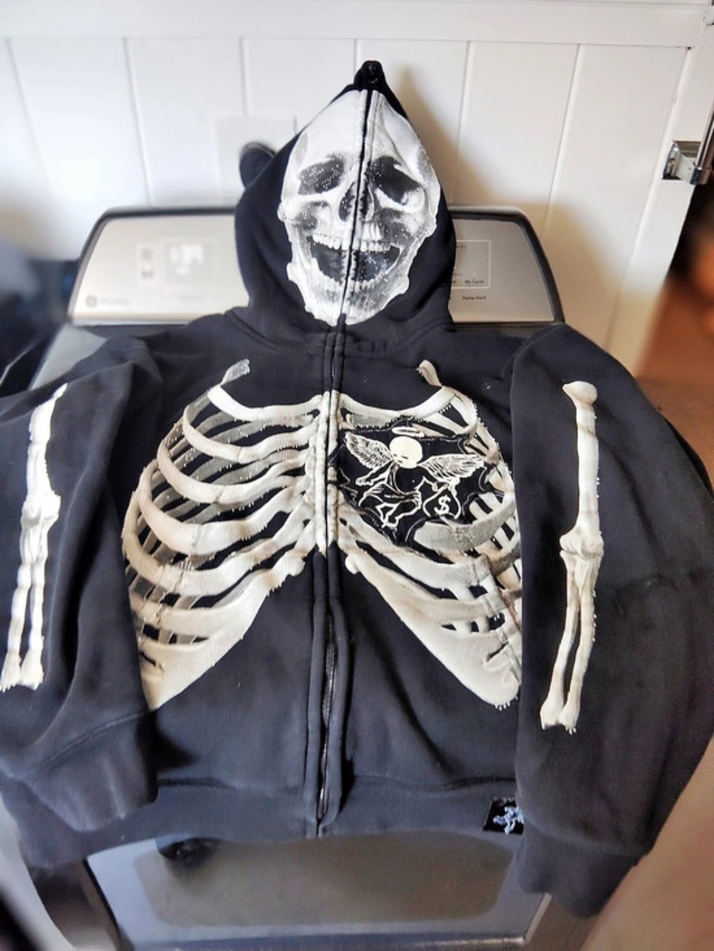 Skeleton Graphic Zip Hoodie Black & White